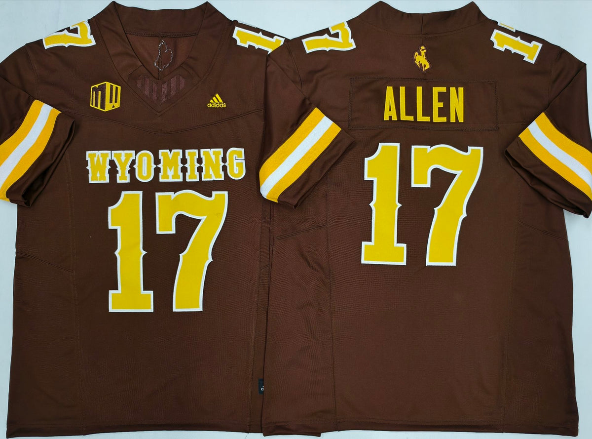 Custom Josh Allen #17 WYOMING Cowboys Brown White Limited Football Jersey -All Stitched