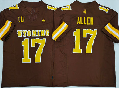 Custom Josh Allen #17 WYOMING Cowboys Brown White Limited Football Jersey -All Stitched