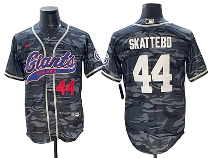 Custom Cam Skattebo Jaxson Dart Giants Gray Camo Royal Stitched Baseball Jersey -All Stitched