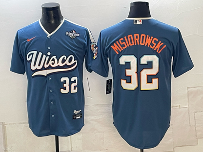Custom Jackson Chourio Jacob Misiorowski Robert Gasser 2026 World Series Mineral Blue Baseball Jersey -All Stitched