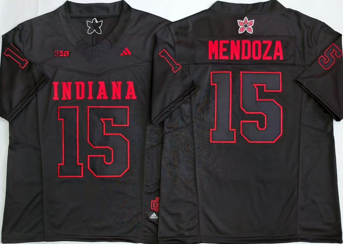 Men's Fernando Mendoza Black Vapor Jersey #15 Red White Stranger Things Edition-All Stitched