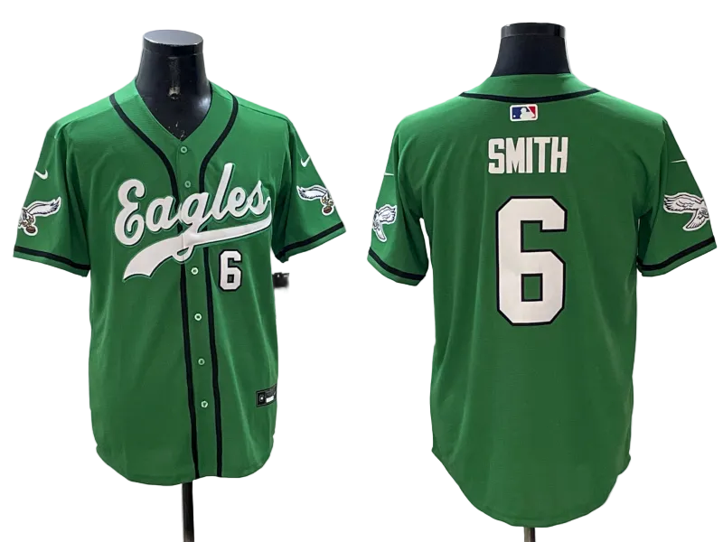 Custom Saquon Barkley Philadelphia Eagles Green Stitched Baseball Jersey -All Stitched