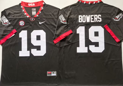 Men's Brock Bowers Black Jersey #19 Red White Georgia Bulldogs Stranger Things Edition Vapor Stitched