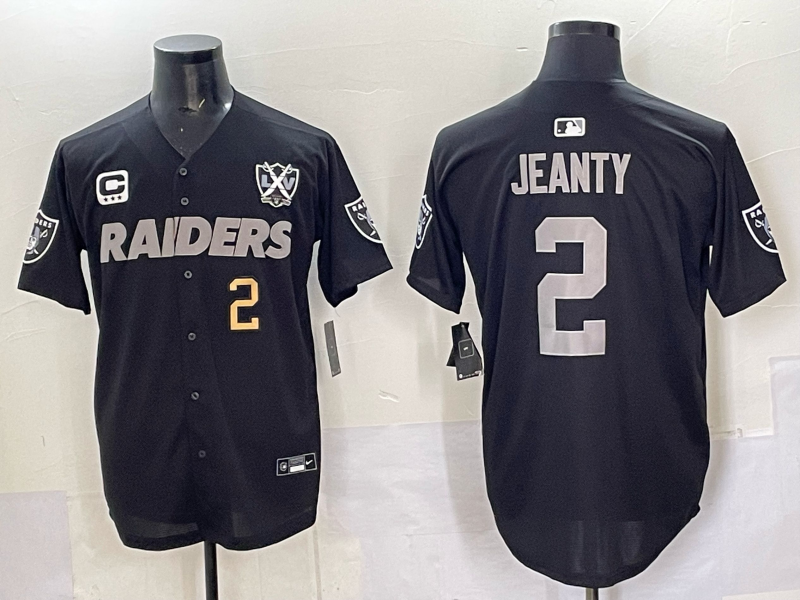 Custom Ashton Jeanty Raiders Black White Gray Split Limited Football Jersey -All Stitched