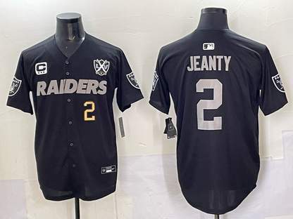 Custom Ashton Jeanty Raiders Black White Gray Split Limited Football Jersey -All Stitched