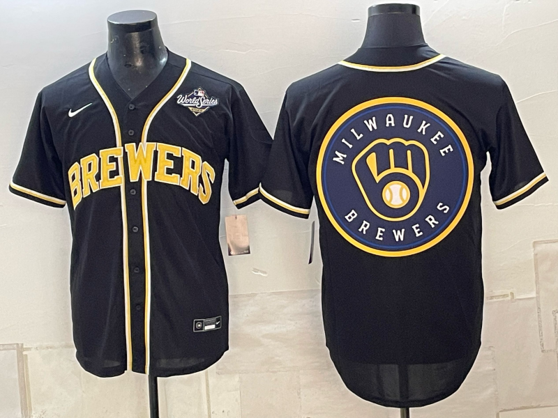 Men's Milwaukee Brewers LOGO 2026 World Series Cream Mineral Blue Powder Blue Navy City Connect Olive Salute to Service Baseball Jersey