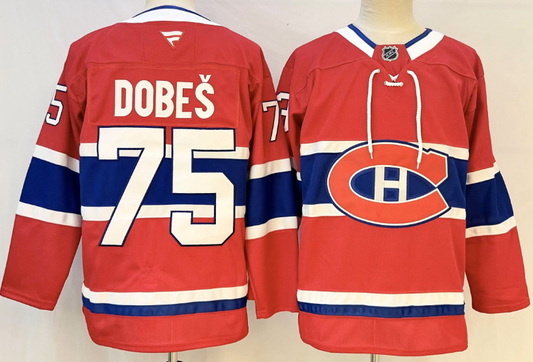 Custom 2026 Canadien Jakub Dobes Home Red Premium All Stitched Hockey Jersey