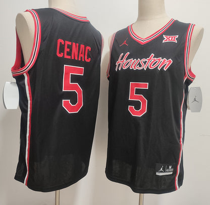Custom Chris Cenac Jr. #5 Houston Cougars Black White Basketball Jersey -All Stitched