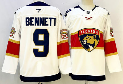 Custom Brady Tkachuk Aleksander Barkov Panthers Away White Hockey Jersey -All Stitched