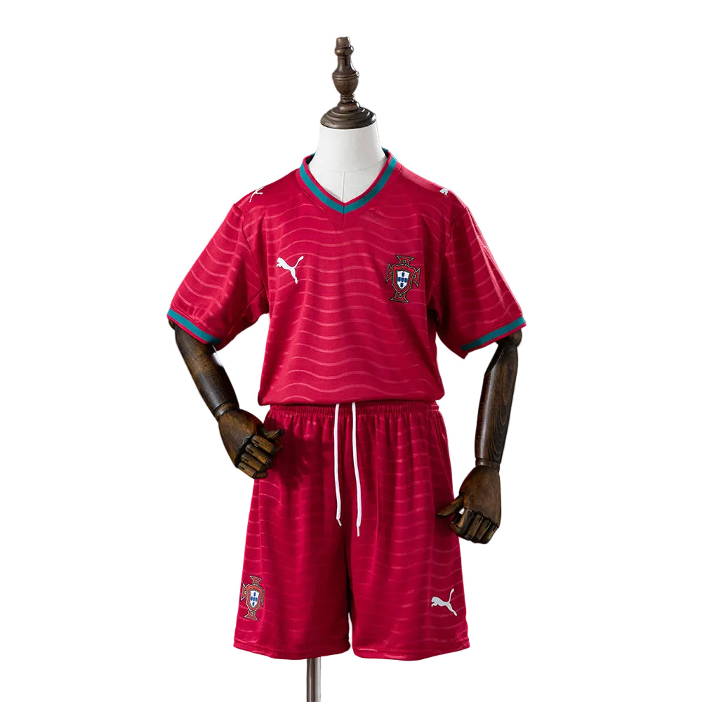 Custom Youth Portugal 2026 Home Red Soccer Jersey Kit Set– Personalized Name & Number