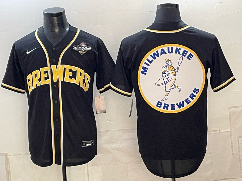 Men's Milwaukee Brewers LOGO 2026 World Series Cream Mineral Blue Powder Blue Navy City Connect Olive Salute to Service Baseball Jersey