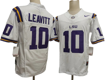 Custom Sam Leavitt #10 LSU Tigers White Purple Limited Football Jersey -All Stitched