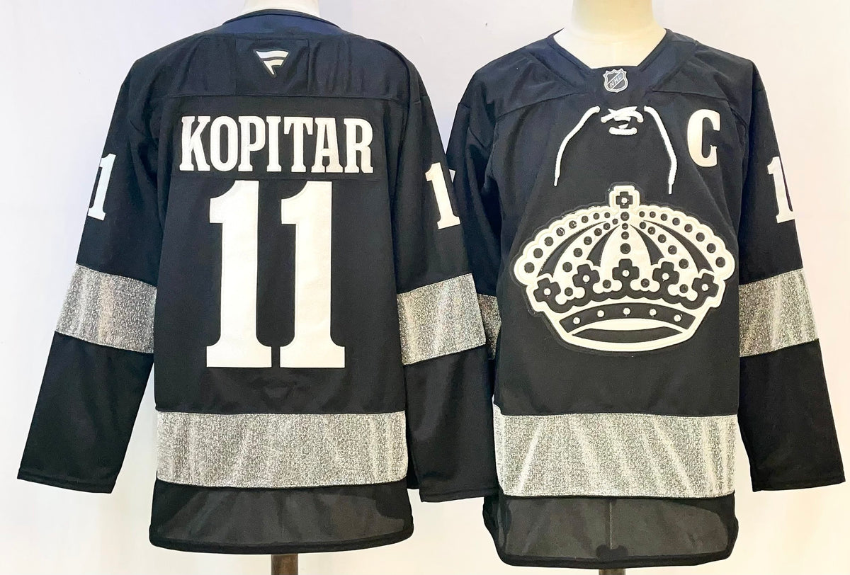 Custom Adrian Kempe Drew Doughty Kings Alternate Black Hockey Jersey -All Stitched