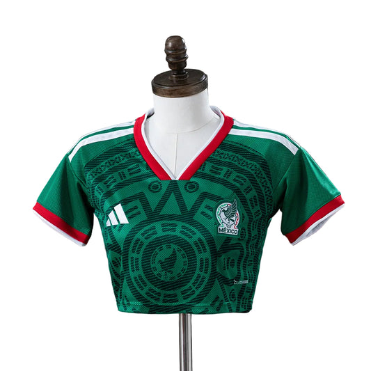 Women's Mexico 2026 Home Green Cropped Soccer Jersey