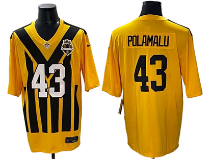 Custom Steelers Alternate 1933 Throwback Gold Football Limited Jersey - All Stitched