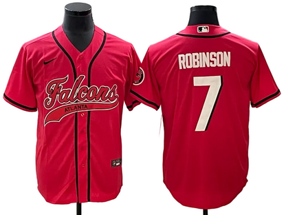 Custom Bijan Robinson Atlanta Falcons Black White Stitched Baseball Jersey -All Stitched