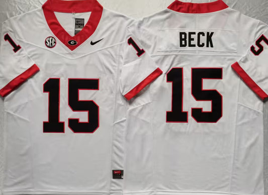 Men's Carson Beck Black Vapor Jersey #15 Red White Georgia Bulldogs Stranger Things Edition-All Stitched