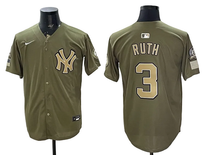 Yankees Olive 2026 Armed Forces Day Baseball Jersey -All Stitched