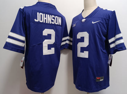 Custom Avery Johnson #2 Kansas State Wildcats Purple White Limited Football Jersey -All Stitched
