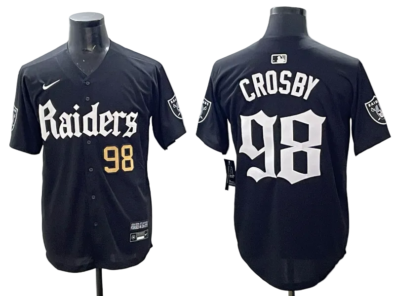 Custom Maxx Crosby Las Vegas Raiders White Black Gray Limited Baseball Jersey -All Stitched