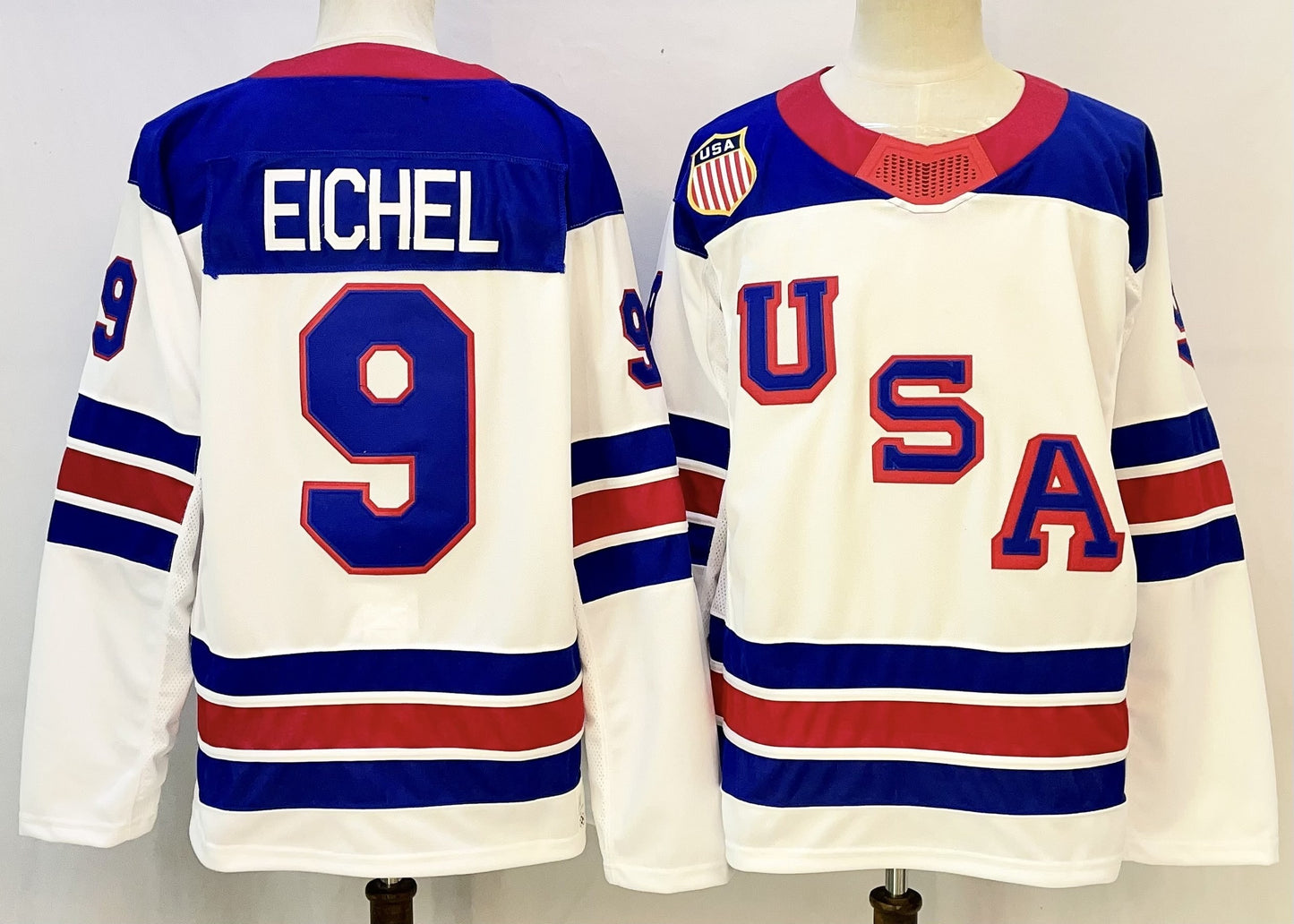 Custom 2026 USA White Royal All Stitched Hockey Jersey