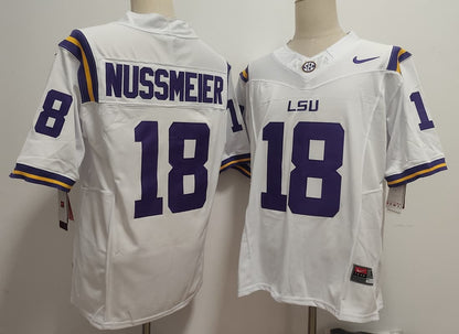 Men's Garrett Nussmeier #18 LSU Tigers Vapor Purple White Football Jersey -All Stitched