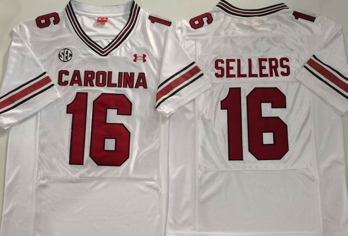 Men's LaNorris Sellers South Carolina Gamecocks Vapor Jersey White Black Garnet Football Jersey -All Stitched