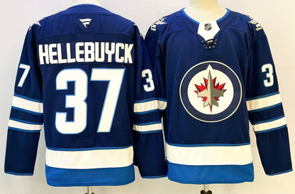Custom Jets Navy Hockey Jersey -All Stitched