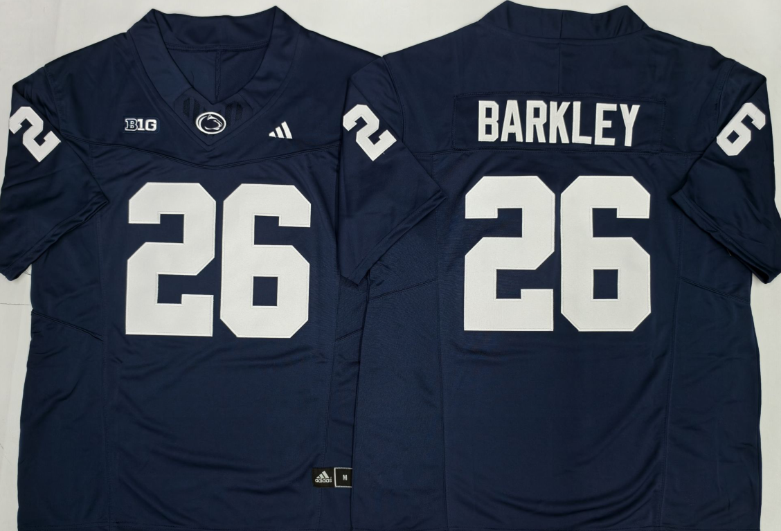 Custom Saquon Barkley Penn State Nittany Lions White Navy Limited Football Jersey -All Stitched
