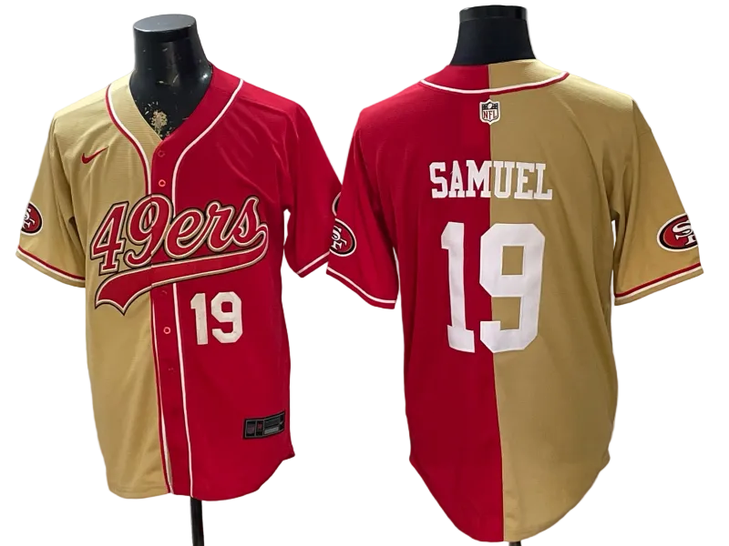 Custom San Francisco 49ers LOGO Split Scarlet Limited Baseball Jersey -All Stitched