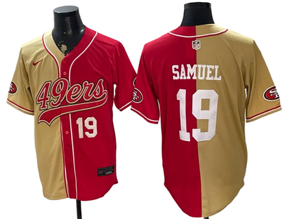 Custom San Francisco 49ers LOGO Split Scarlet Limited Baseball Jersey -All Stitched