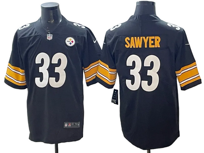 Custom Steelers Black Football Limited Jersey - All Stitched