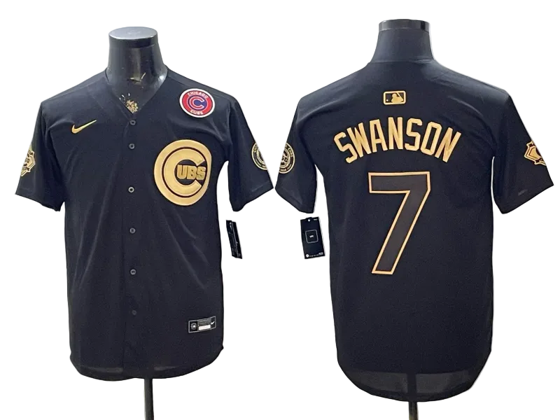 Custom Cubs Black Gold Limited Baseball Jersey -All Stitched