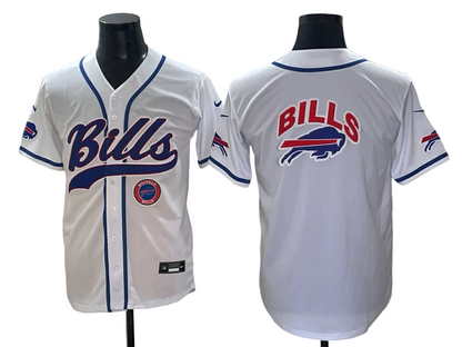Custom Josh Allen Bills Royal White Cmao Split Stitched Baseball Jersey -All Stitched