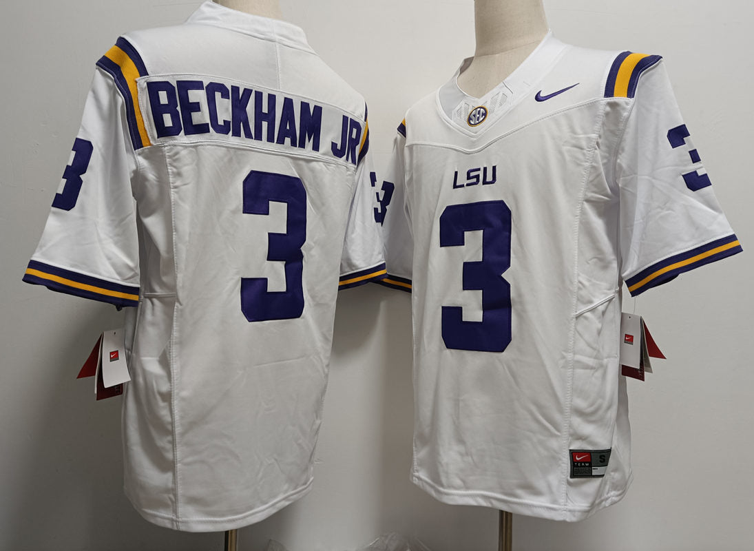Men's Odell Beckham Jr #3 LSU Tigers Vapor Purple White Football Jersey -All Stitched