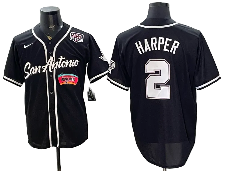 2026 Stephon Castle Dylan Harper De'Aaron Fox Victor Wembanyama San Antonio Spurs Baseball Jersey -All Stitched