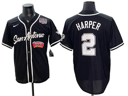 2026 Stephon Castle Dylan Harper De'Aaron Fox Victor Wembanyama San Antonio Spurs Baseball Jersey -All Stitched