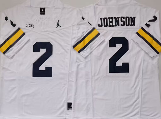 Men's Will Johnson Vapor Jersey #2 White Gold Navy Michigan Wolverines -All Stitched