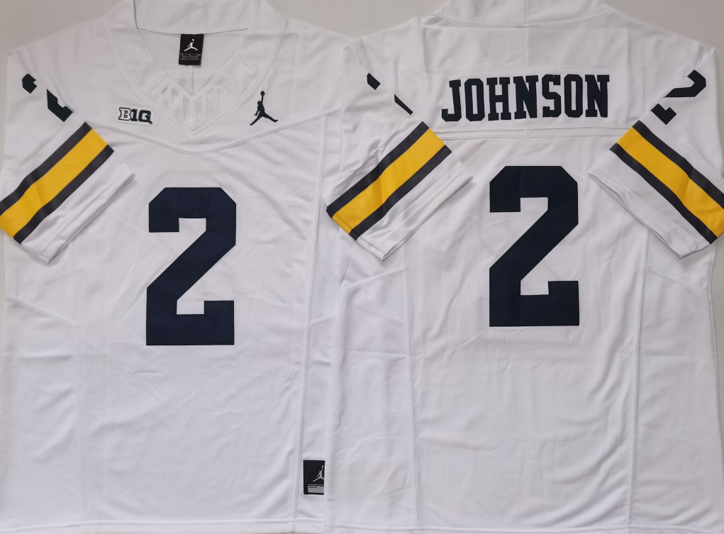 Custom Will Johnson #2 Michigan Wolverines Maize Navy White Limited Football Jersey -All Stitched