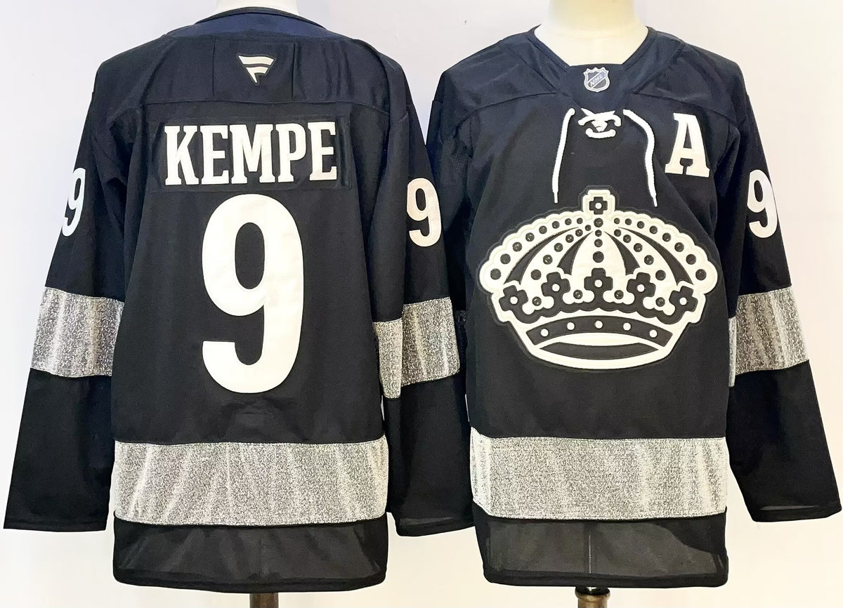 Custom Adrian Kempe Drew Doughty Kings Alternate Black Hockey Jersey -All Stitched