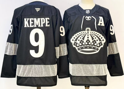 Custom Adrian Kempe Drew Doughty Kings Alternate Black Hockey Jersey -All Stitched