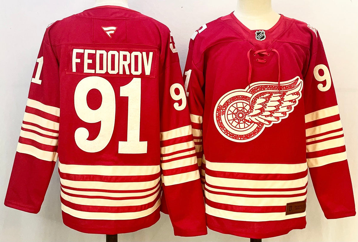 Custom Dylan Larkin Red Wings Centennial Premium Red Hockey Jersey -All Stitched