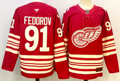 Custom Dylan Larkin Red Wings Centennial Premium Red Hockey Jersey -All Stitched