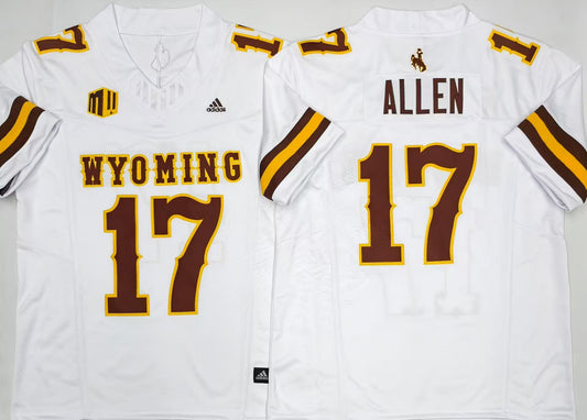 Men's Josh Allen #17 Wyoming Cowboys White Vapor Jersey -All Stitched