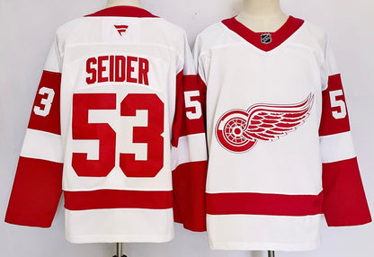 Custom Dylan Larkin Red Wings Away Premium White Hockey Jersey -All Stitched