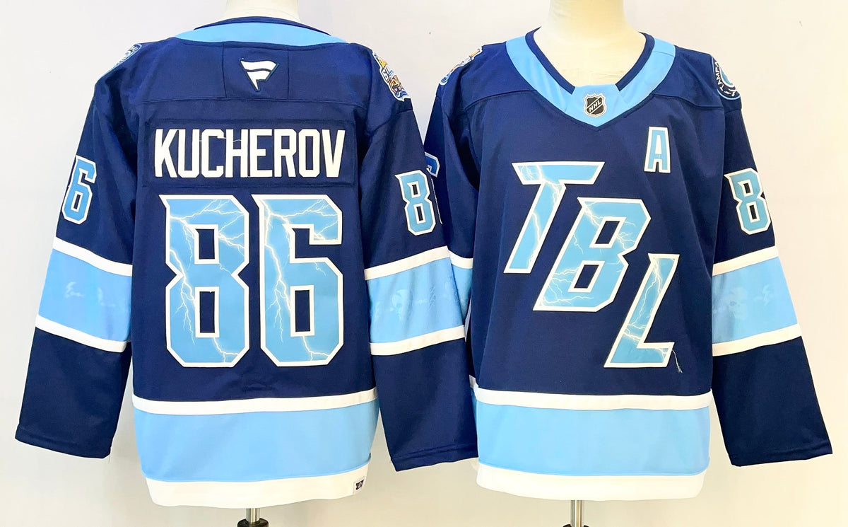 Custom Nikita Kucherov Blue Lightning 2026 Stadium Series Hockey Jersey -All Stitched