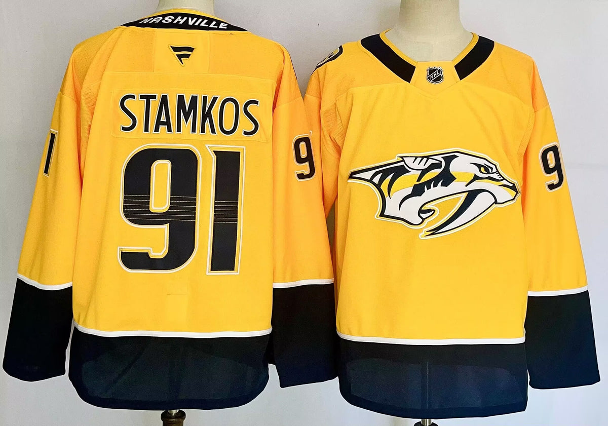 Custom Name Number Roman Josi Predators Home Gold Hockey Jersey -All Stitched
