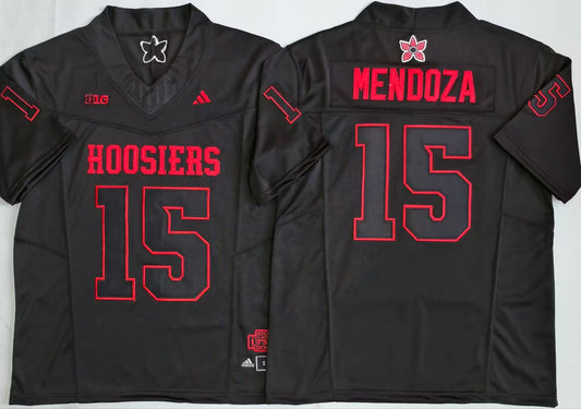 Men's Fernando Mendoza #15 Indiana Hoosiers Black Vapor Jersey -All Stitched