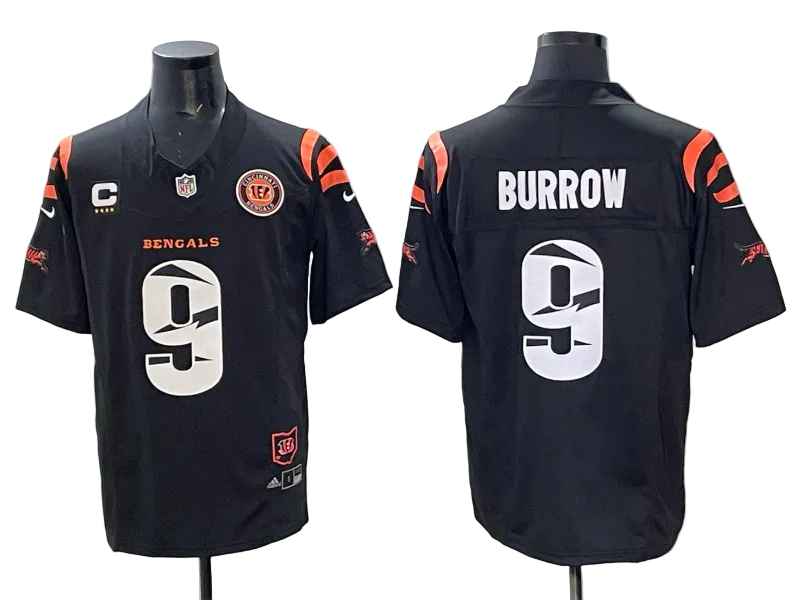 Custom Joe Burrow Black White Gray Split 2026 Salute to Service Limited Football Jersey -All Stitched
