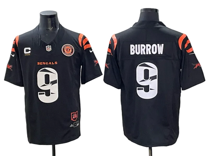 Custom Joe Burrow Black White Gray Split 2026 Salute to Service Limited Football Jersey -All Stitched